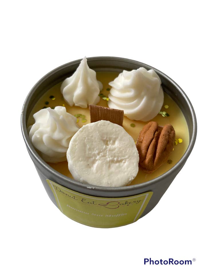 Banana Nut Muffin Scented Wood Wick Candle for wholesale by Donut Eat Bakery