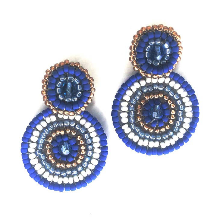 Doppelter runder Ohrring mit Perlen - Griechischer Feiertag für den Großhandel von KVZ Designs