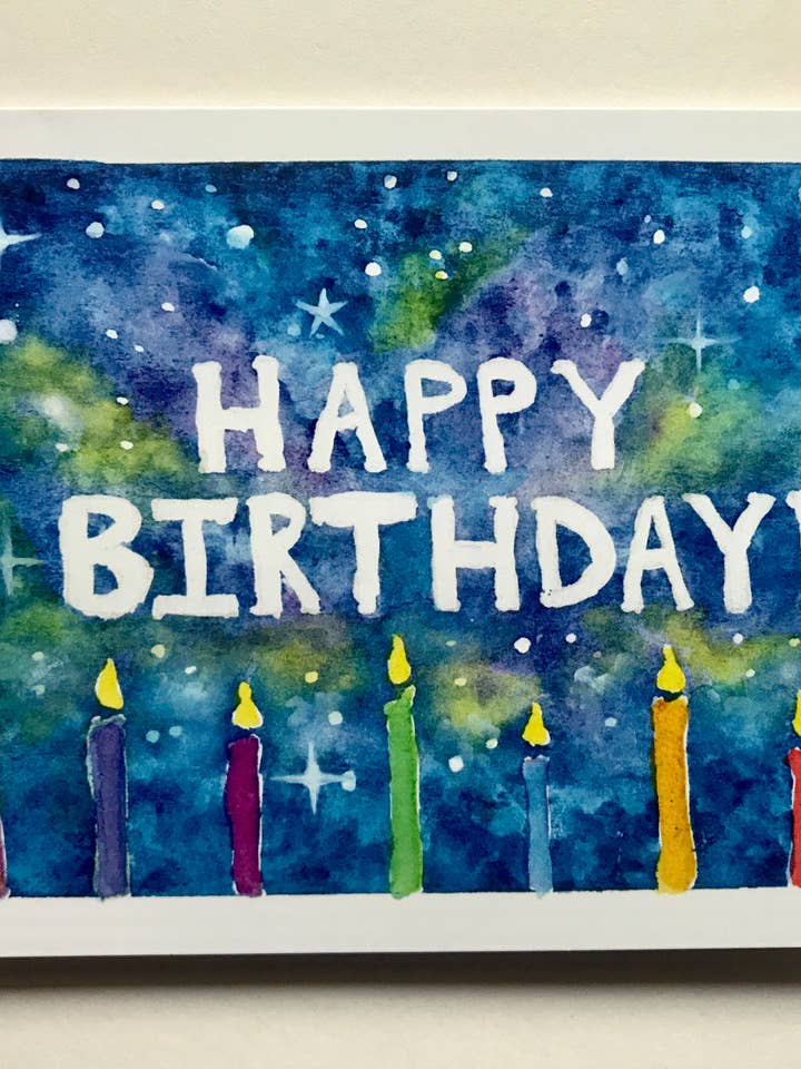 Carte de voeux d'anniversaire Cosmic pour la vente par keeleylove