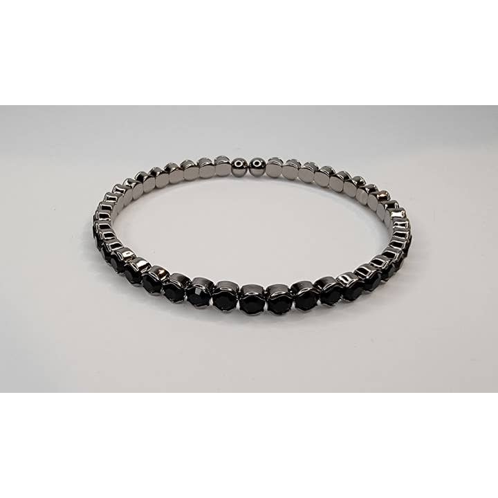 BETTYOH INC - Wholesale Beaded Bracelet - RHINESTONE STACKABLE DARK METAL BRACELET.11