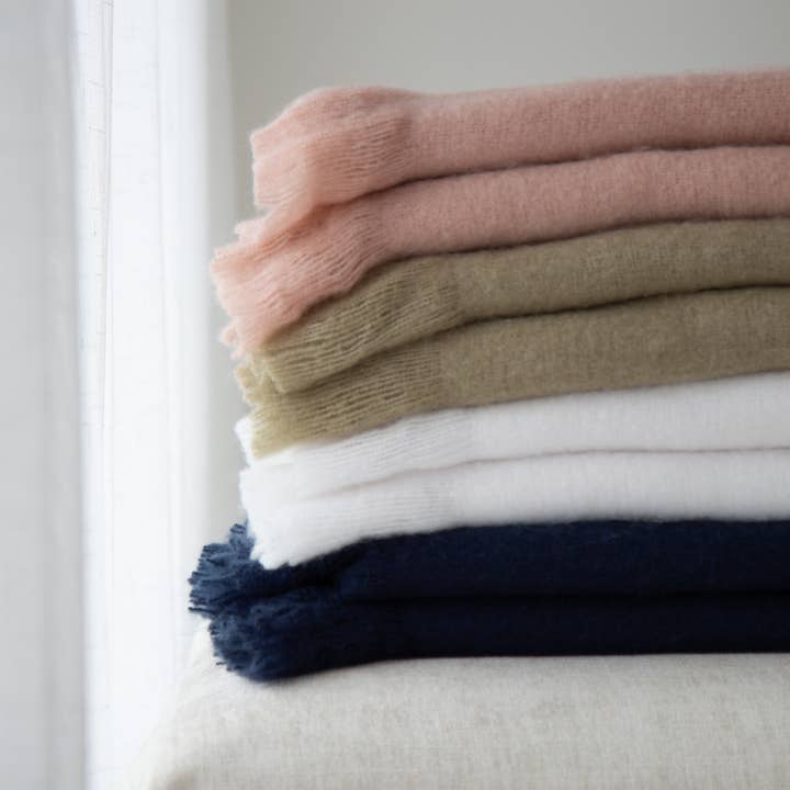 White Adley Faux Mohair Throw Blanket – Soft, Cozy, and Stylish for wholesale on Faire4