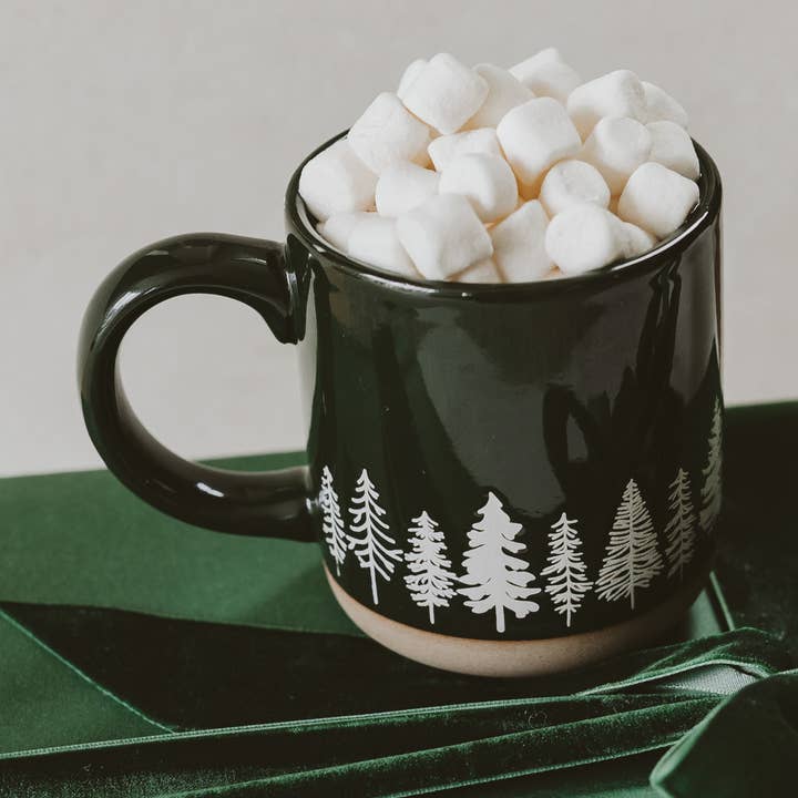 Pine Trees Stoneware Coffee Mug - Christmas Decor for wholesale by Sweet Water Decor