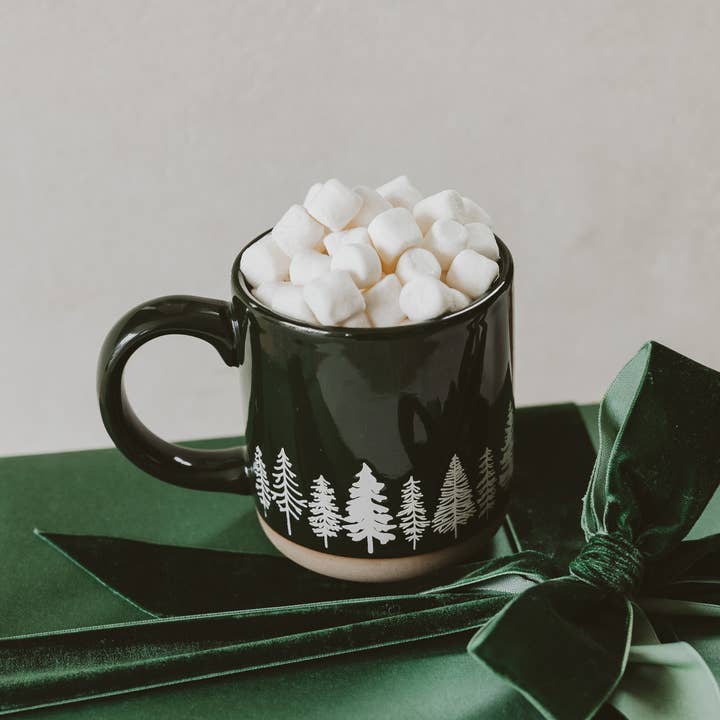 Sweet Water Decor - Wholesale Coffee Mug - Pine Trees Stoneware Coffee Mug - Christmas Decor
