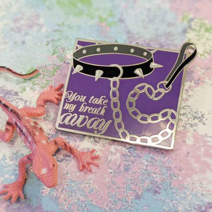Cunning Linguist Co. - Wholesale Lapel pin/button - Choker - collar w/ leash, erotic, kinky sexy, enamel pin3