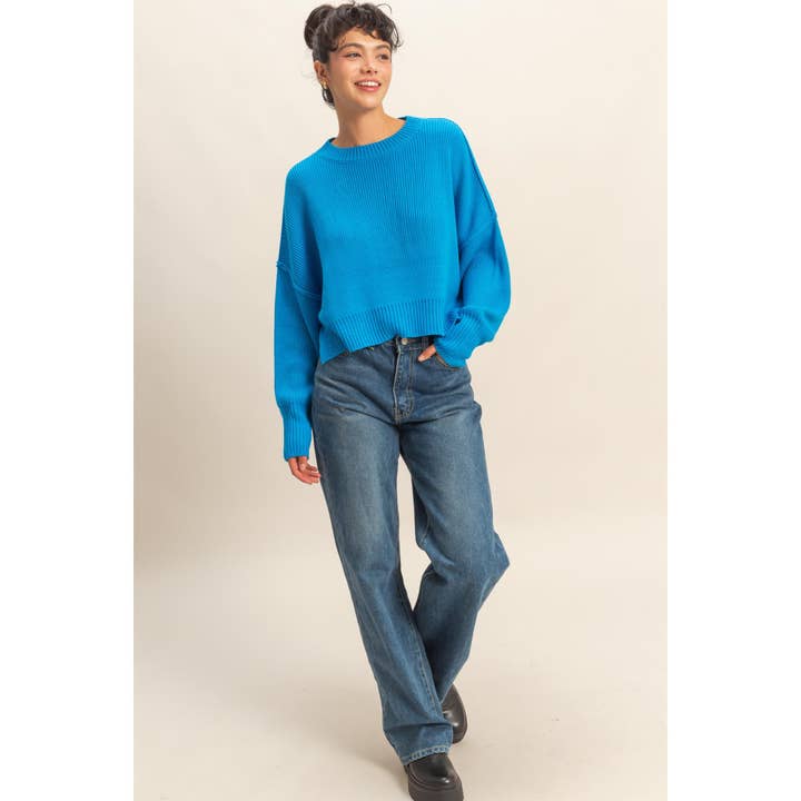 Double Zero - Wholesale Knit Sweater - Women's - Ribbed Knit Oversized Cropped Sweater10