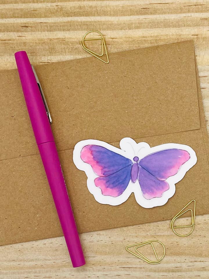 Purple Butterfly Sticker for wholesale by Krafty Inc
