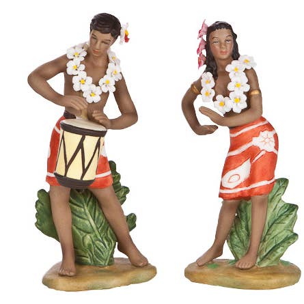 Bambino batterista e graziosa ballerina in miniatura in ceramica per la vendita all'ingrosso da parte di DBI Hawaii