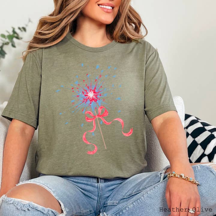 Shoppe SHC - Wholesale T-shirt (graphic) – women's - July 4th Graphic Tee | Coquette Sparkler | Bella Canvas10