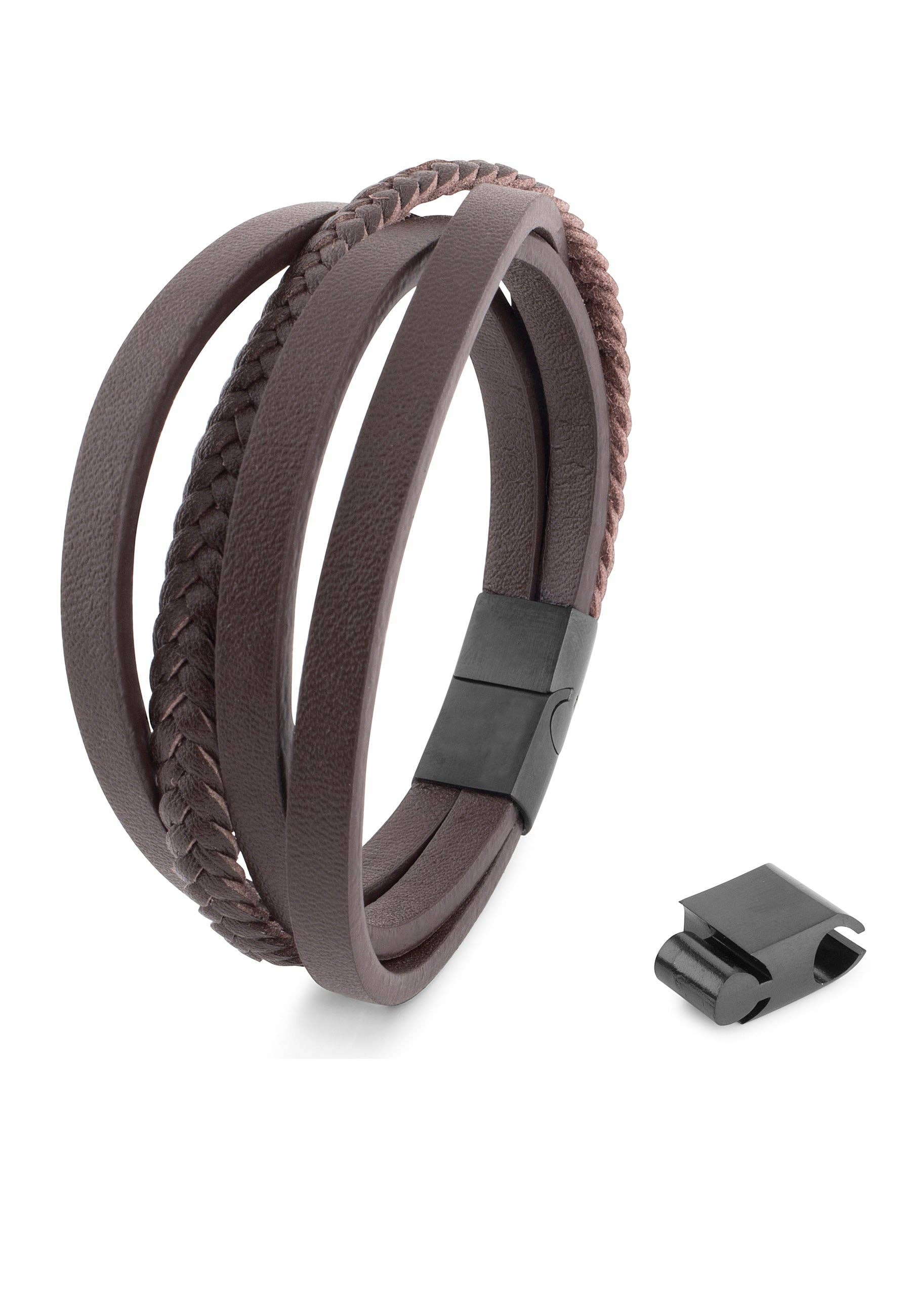 Blackskies - Wholesale Bangle Bracelet - Pathfinder Synthetic Leather Bracelet - Black Brown0