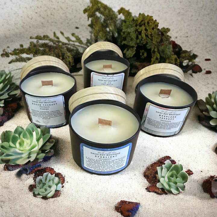 Small wood wick candles - 100g for wholesale by Daisy Dot Boutique