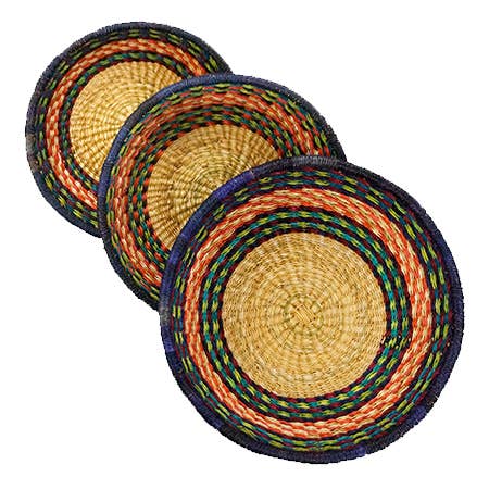 African Market Baskets - Vente Plateaux décoratifs - Paniers Bolga Africains : Ensemble de Plateaux à Fruits Sans Poignée (G-153)6