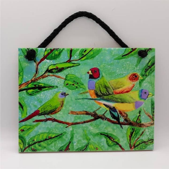 Finches Ceramic Tile for wholesale by Florida Vibes Art / Mungo Key Designs