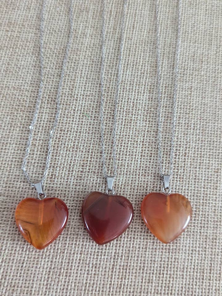 Karneolherz Silber Edelstahlkette für den Großhandel von JFOX Jewelry