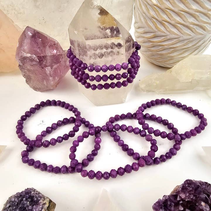 Rock Paradise - Wholesale Beaded Bracelet - Crystal Phosphosiderite Faceted Round Bead Bracelet - 6mm1