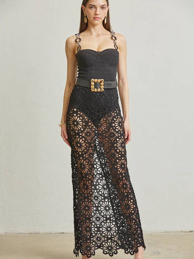 Saadia Crochet Dress wih Buckle Belt for wholesale by Rose Paulino