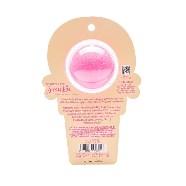 Cait + Co - Wholesale Bath Bomb/Fizz - Life is Better with Sprinkles Ice Cream Clamshell Bath Bomb