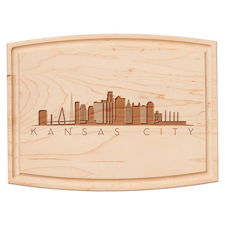 "Skyline Kansas City" Arched Artisan Maple Board | 12 x 9" for wholesale by Sophistiplate
