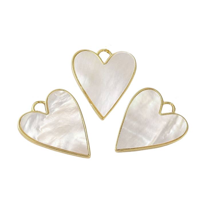 *Coeur Déclaration Nacré Or pour la vente par The Charm Bar Company