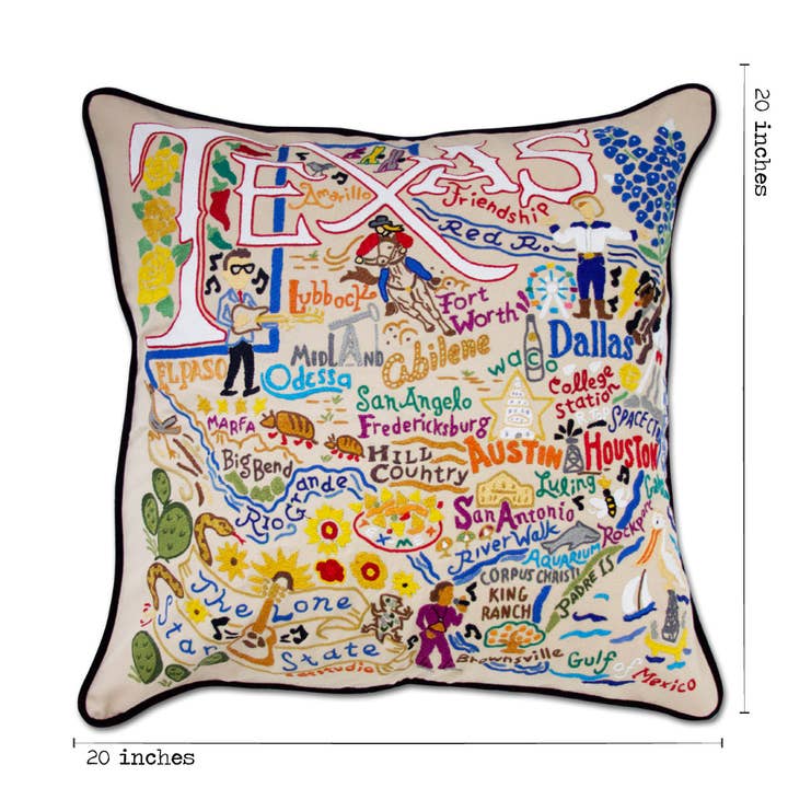 catstudio - Wholesale Throw/Decorative Pillow - Texas Hand-Embroidered Pillow