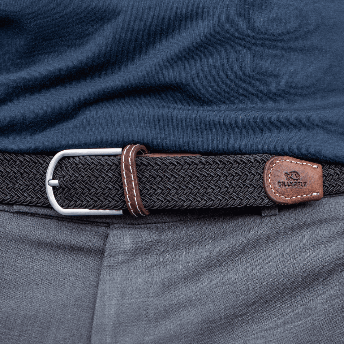 BILLYBELT - Vente Ceinture – homme - Ceinture tressée élastique Noir réglisse5