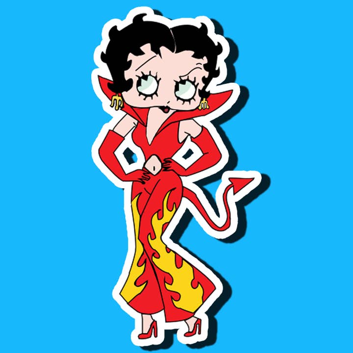 The Weeping Roses - Wholesale Sticker - Betty Boop Devil Flame Suit Die Cut Sticker