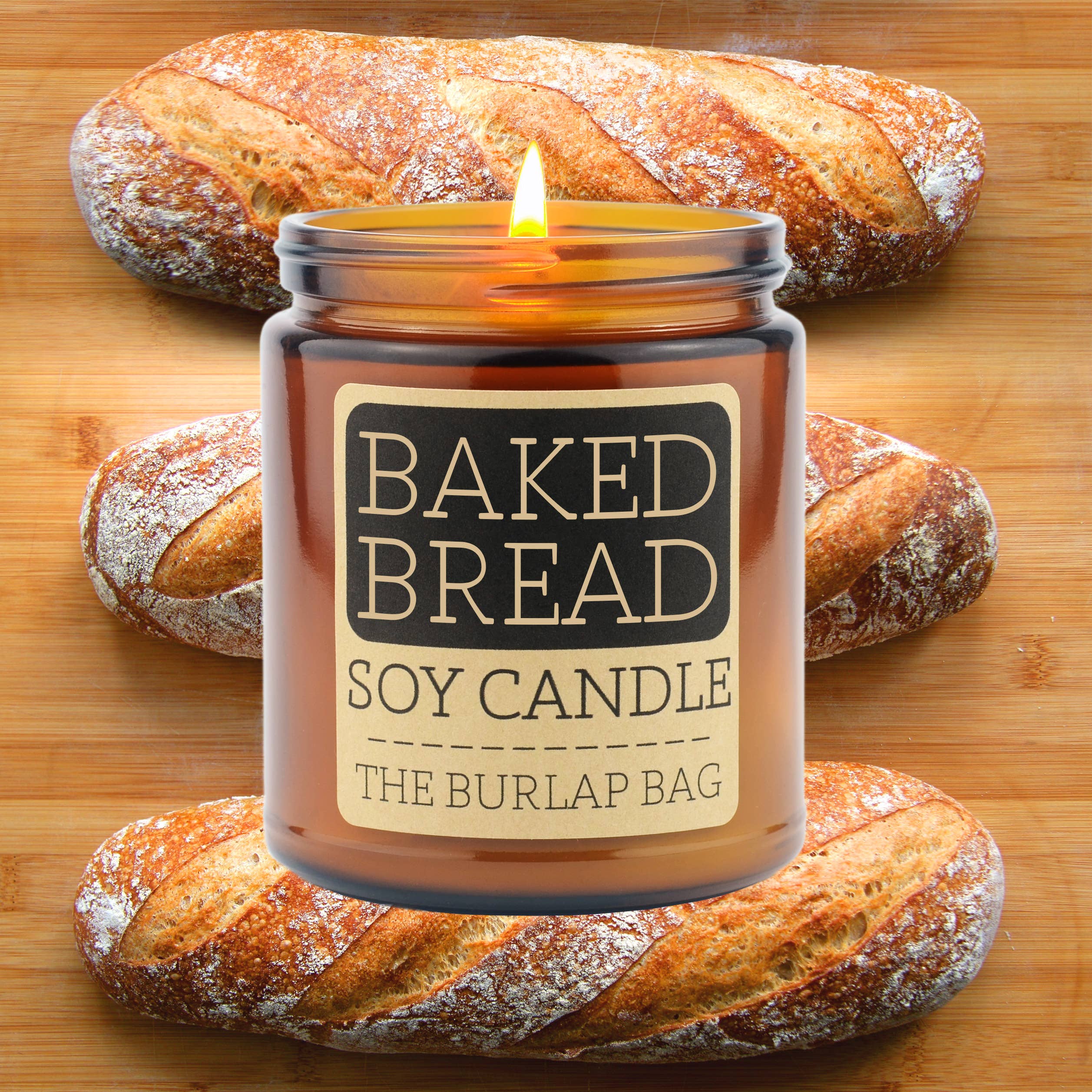 The Burlap Bag - Wholesale Jar/Filled Candle - Baked Bread - Soy Candle 9oz