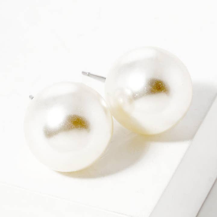 Wild Honey - Wholesale Stud/Post Earrings - 18Mm Pearl Post Stud Earrings1