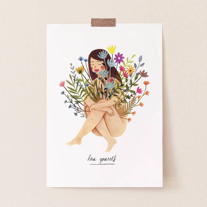 LIEBE DICH SELBST POSTKARTE für den Großhandel von Fotini Tikkou Illustration