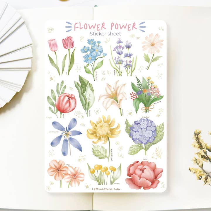 Planche d'autocollants - Flower Power pour la vente par Lettoon