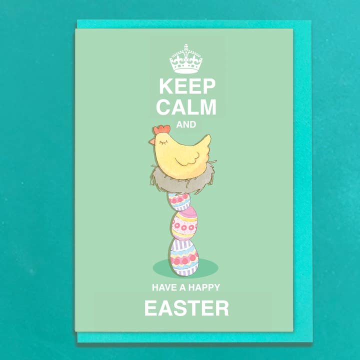Keep Calm and have a Happy Easter Greeting Card & envelopes for wholesale by Siobhan at april rose