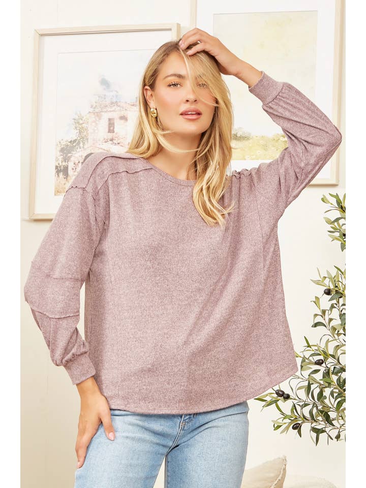 Andrée by Unit - Wholesale Shirt - Women's - Round Neck Hacci Top MHS48
