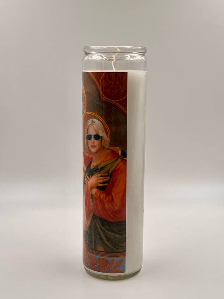 Clarence Alabama True Romance Celebrity Prayer candle for wholesale by Rustbelt Cooperative
