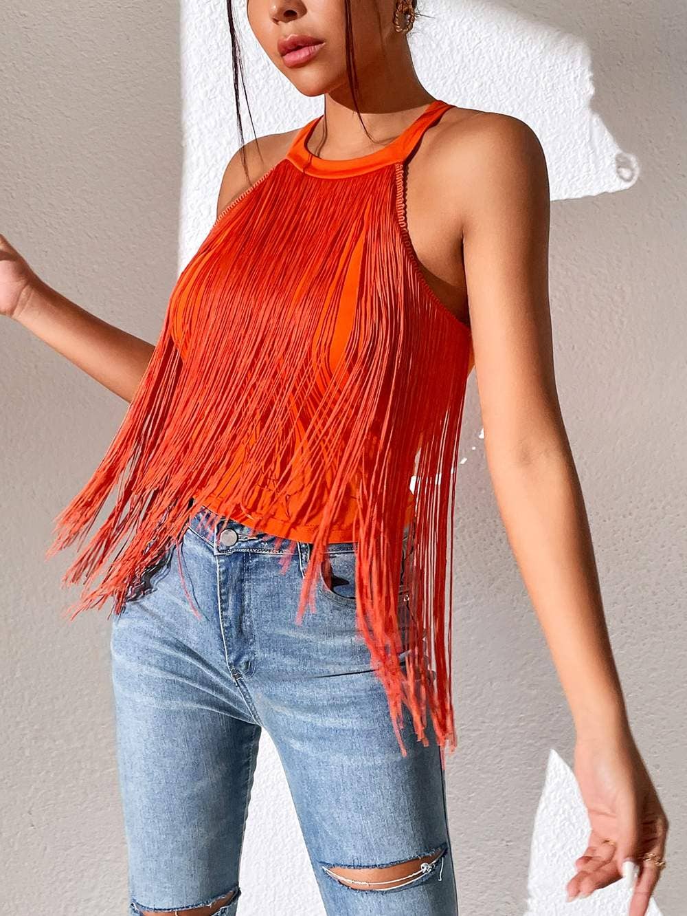 Queen Fashion - Wholesale Jumpsuit – Women's - solid fringe halter top3