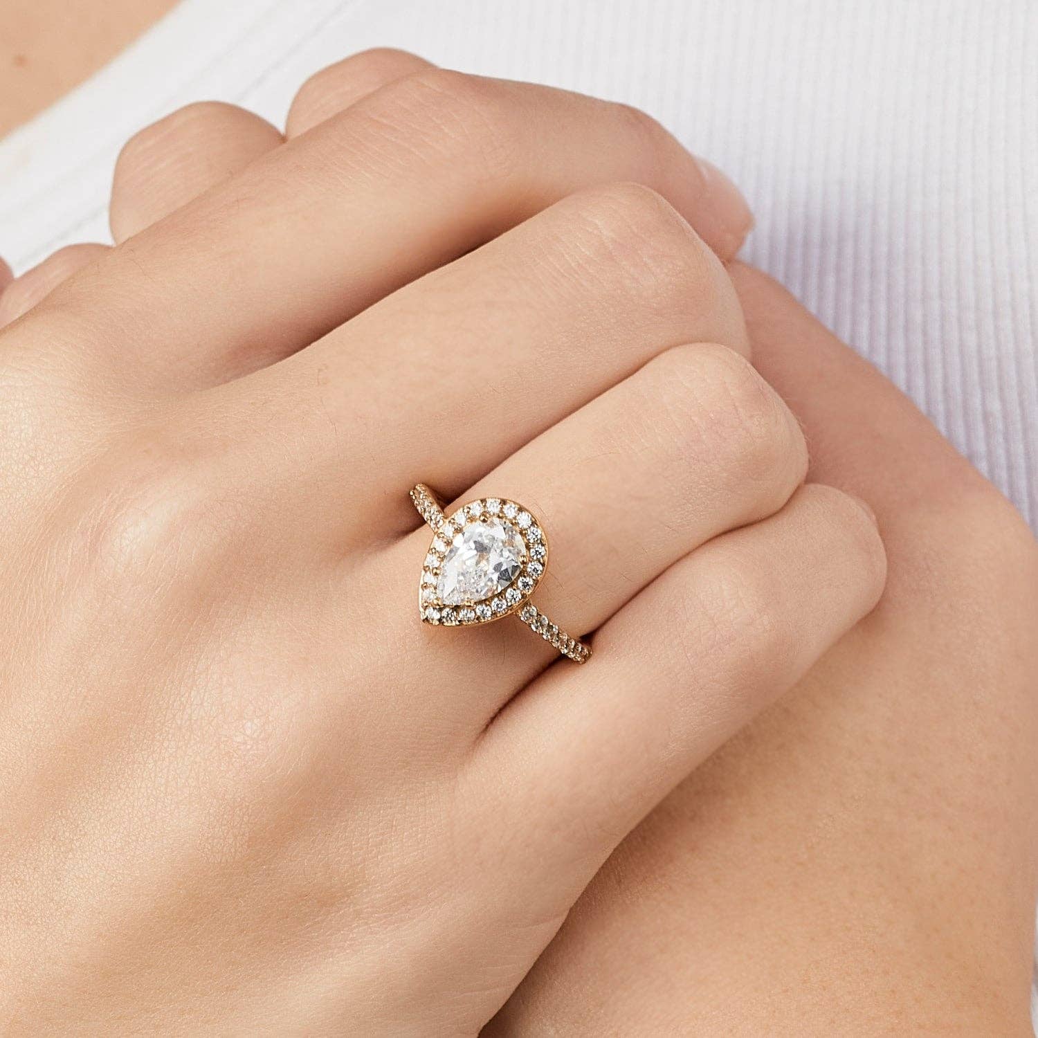 Schmuckgroßhandel - Venta al por mayor Anillo con gemas - Anillo gota con baño de oro de 18K1