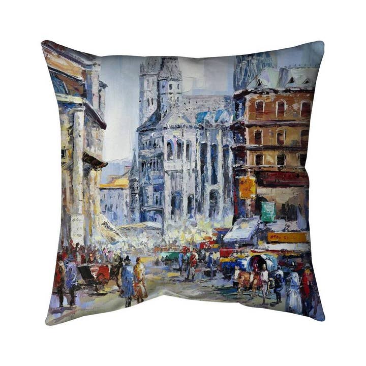 Busy Street by a Sunny Day Pillow - Contemporary Bedroom for wholesale by BEGIN HOME DECOR