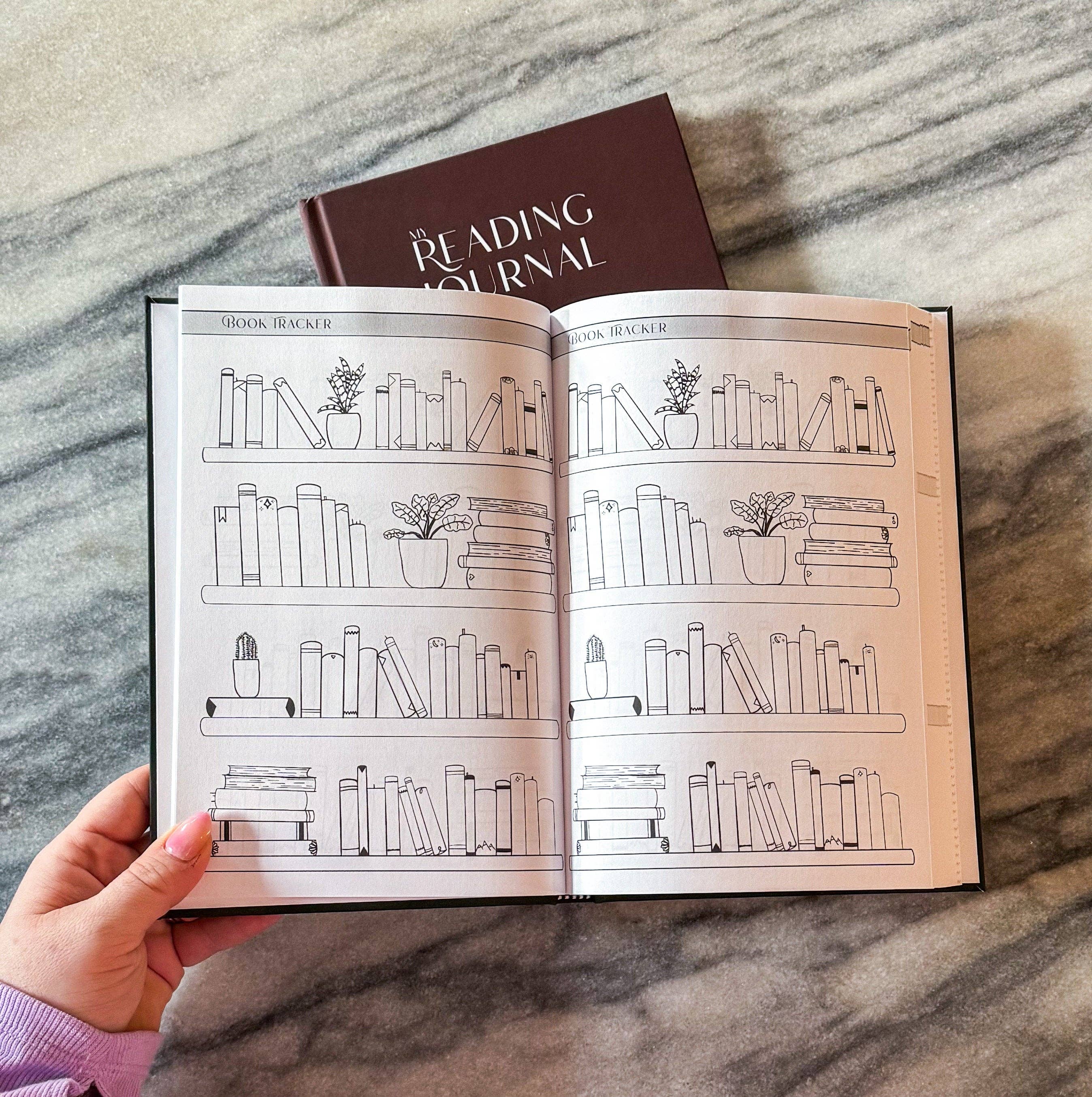 Midnight Readers Shop - Wholesale Dagboek/agenda - Hardcover leesdagboek met 2-pagina recensies, sterrenbeoordeling, pittigheid en vertelnotities – eenvoudig muffe omslag in donkerrood en groen1