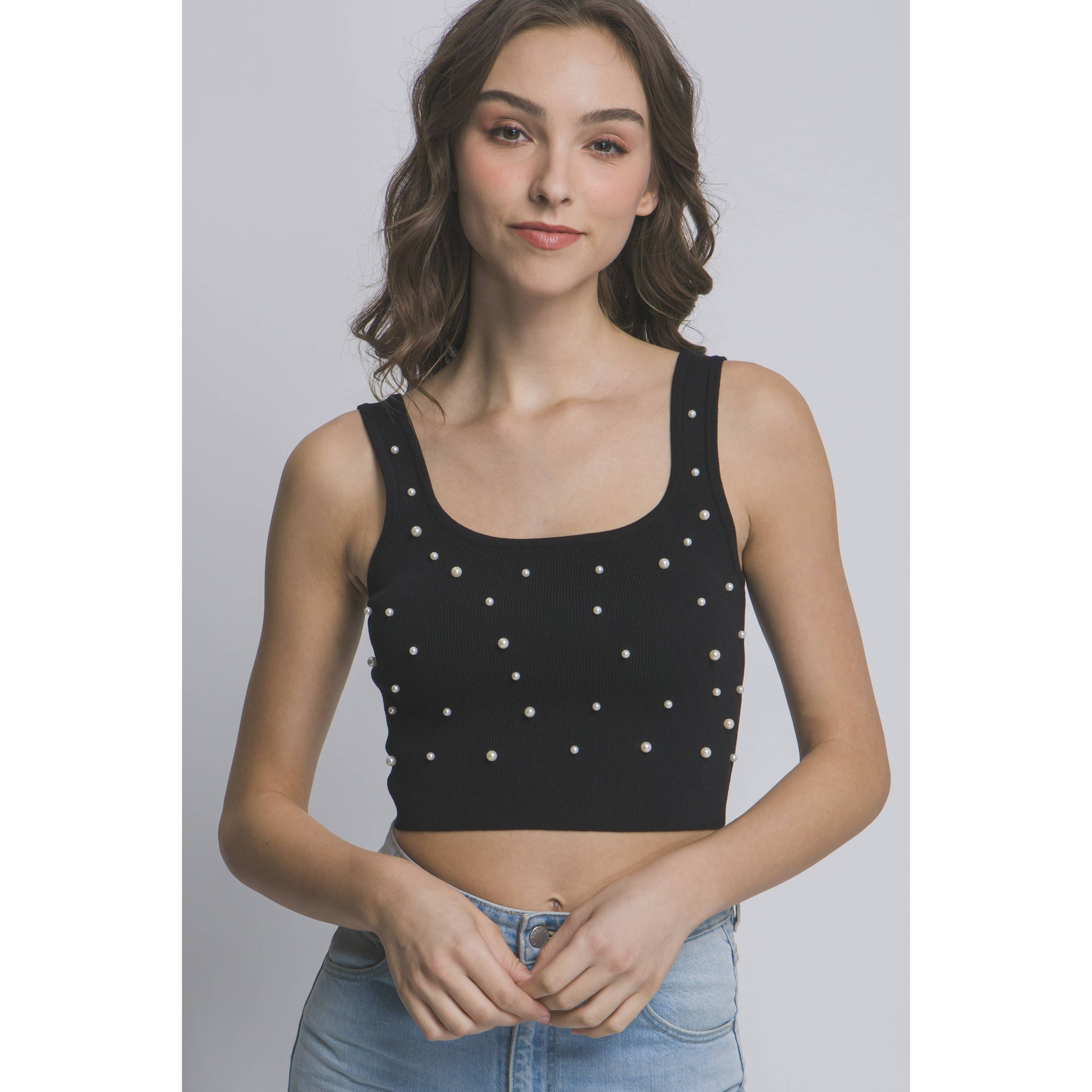 HiteJeans – wholesale Linne (Tryckt) - Dam – Ribbad stickad bolldesign kort linne1