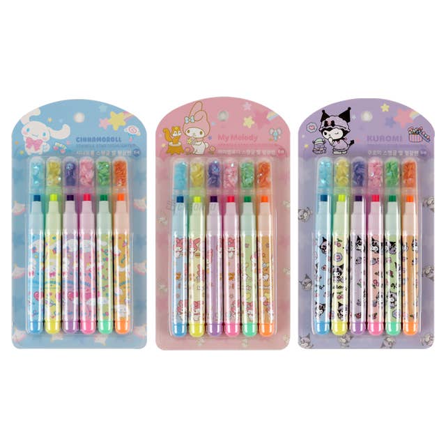 K_Wonderland - Wholesale Highlighter - Sanrio Star Shape Highlighter with Spangle Cap 6PCS set