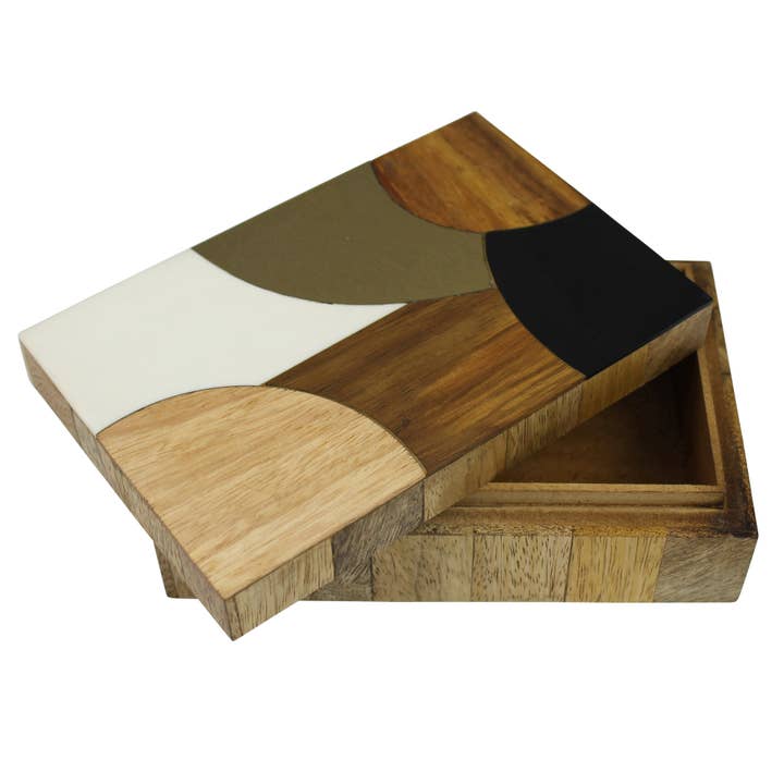 HomArt – Caixa decorativa por atacado – Caixa em Madeira de Manga com Detalhes em Latão e Resina2