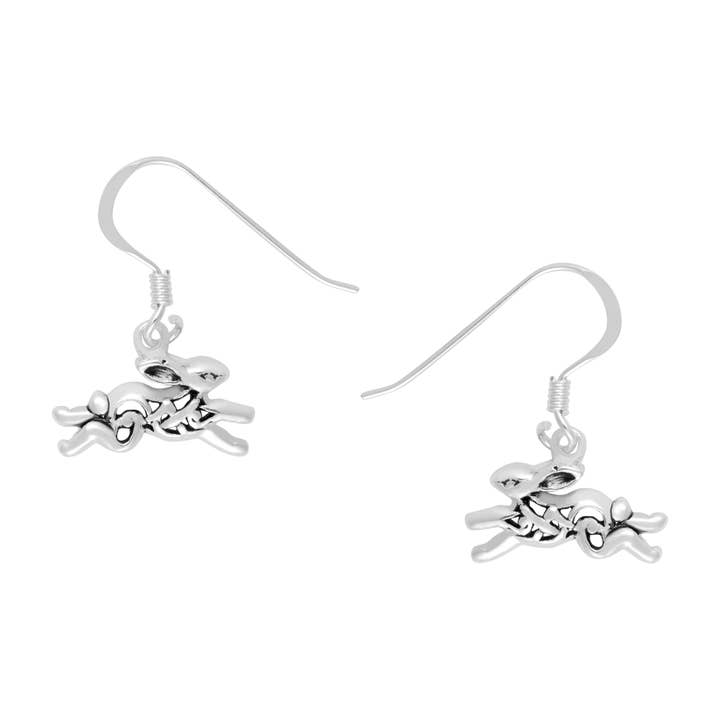 Beautiful 925 Silver Celtic Leaping Hare Earrings (USA-DDP) for wholesale by Silver Jewellery Cavern Wholesale