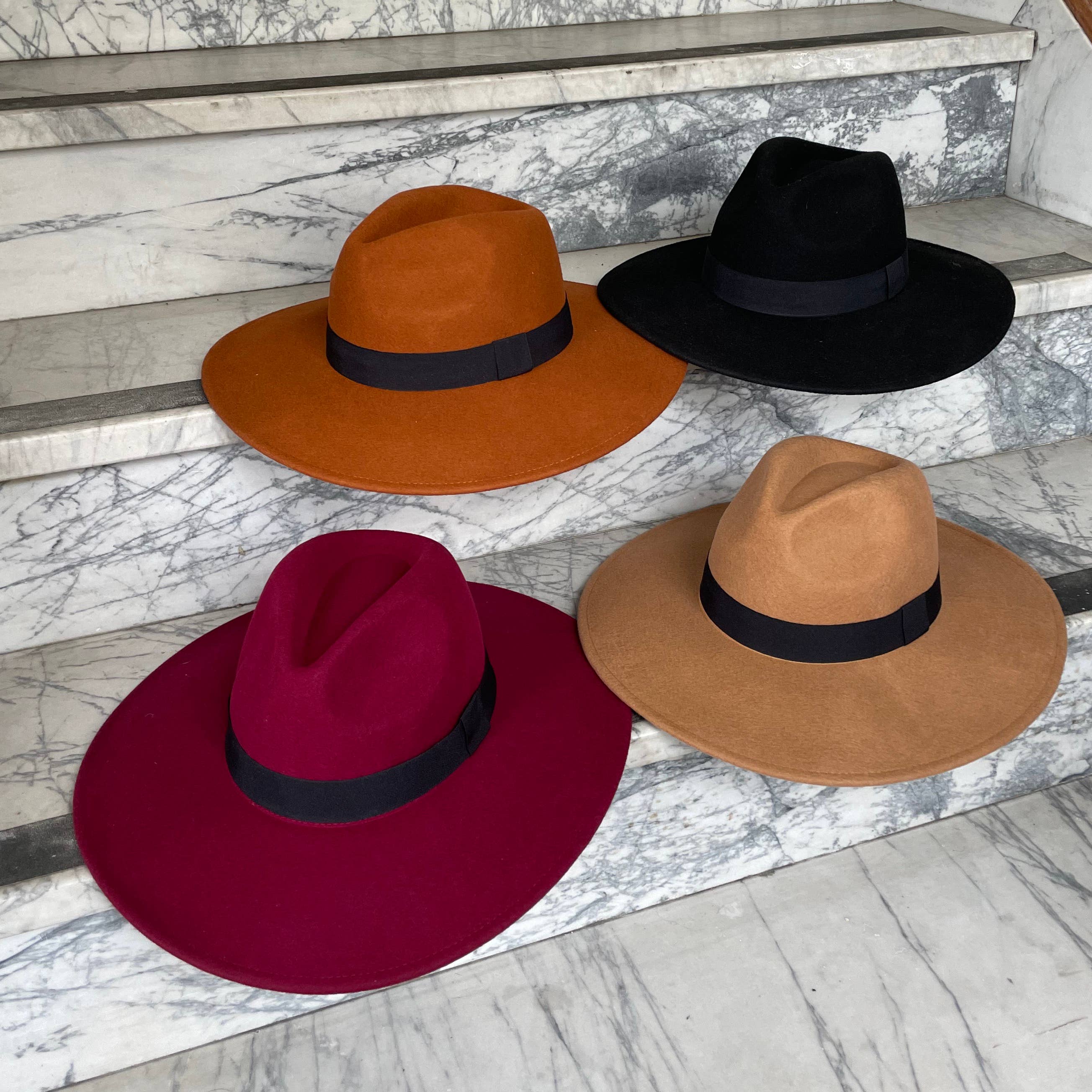 Love and Thyme - Wholesale Fedora - Women's - Wool Felt Wide Brim with Black Band3