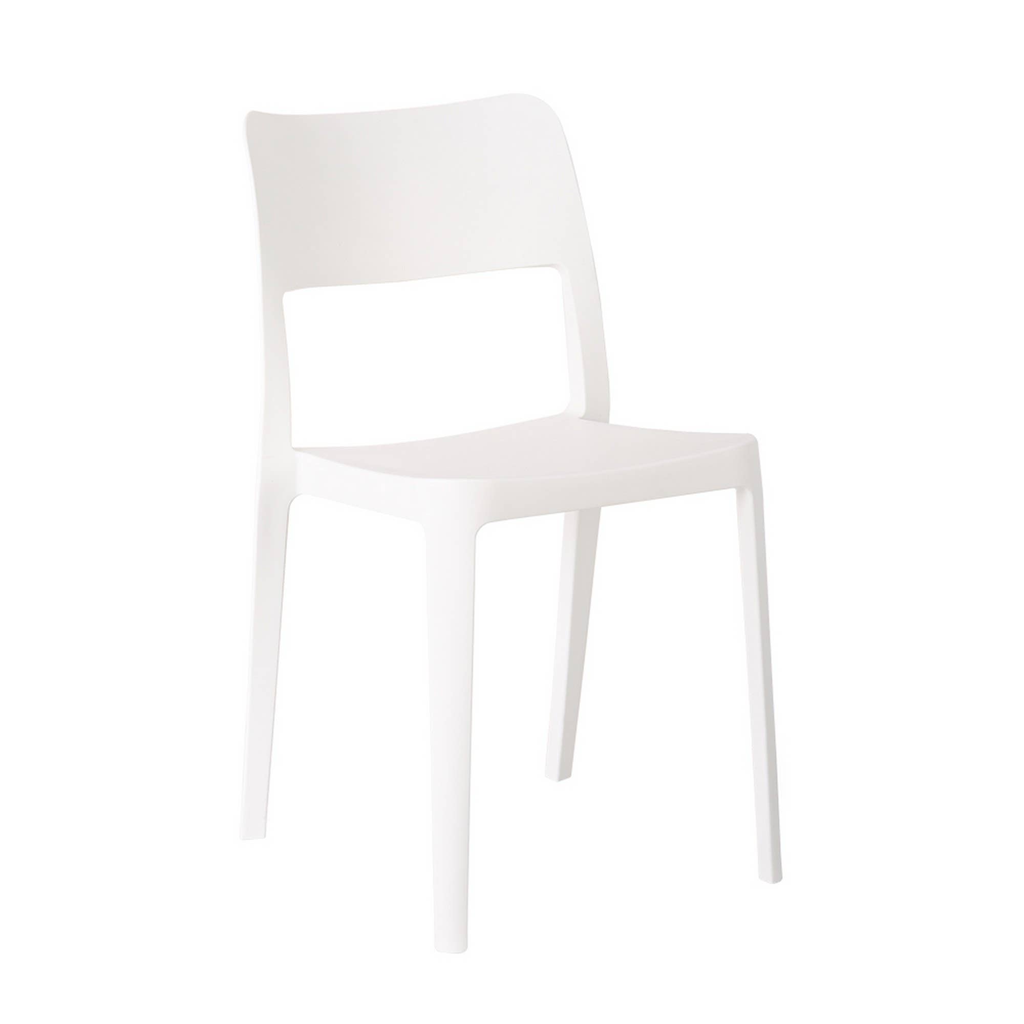 HomeRoots - Wholesale Outdoor Chair - Set of Two White Heavy Duty Plastic Outdoor Stacking Accent Chairs4