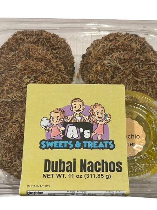 Dubai Nachos: Milchschokolade, Kataifi & Pistazienbutter für den Großhandel von A’s Sweets & Treats Freeze Dried Candy