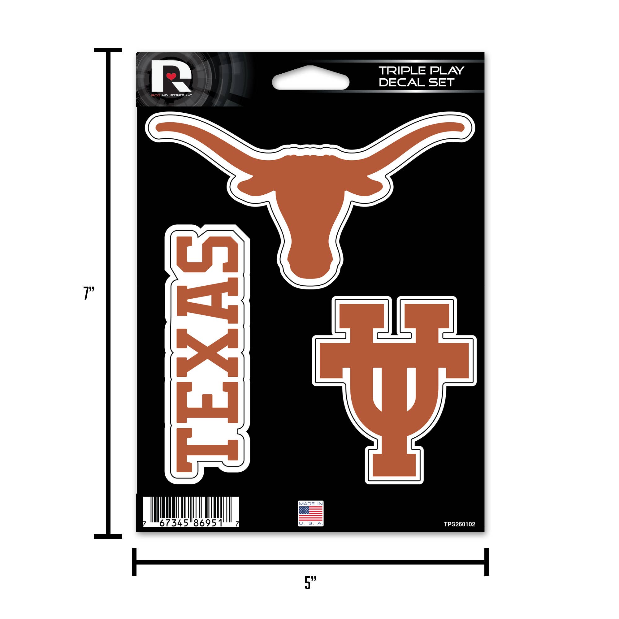 Rico Industries - Vente Autocollant - Autocollant Triple Jeu Standard des Rockets de Toledo NCAA5