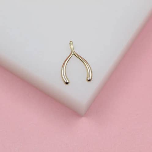 18K Gold Filled Wish Bone Pendant Charm (A258) for wholesale by MIA Jewelry