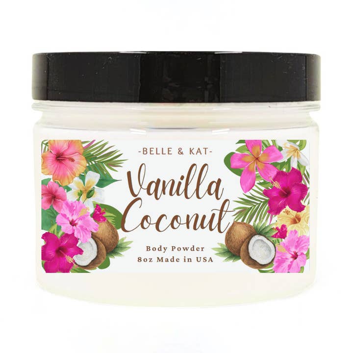 Vanilla Coconut Scented Body Powder for Men & Women for wholesale by BELLE & KAT