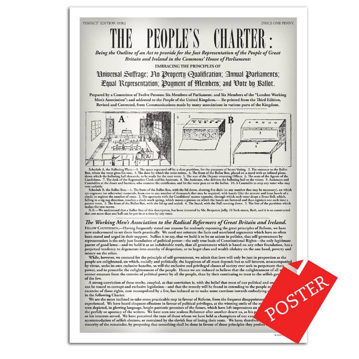 Poster del giornale La Carta del Popolo per la vendita all'ingrosso da parte di Radical Tea Towel