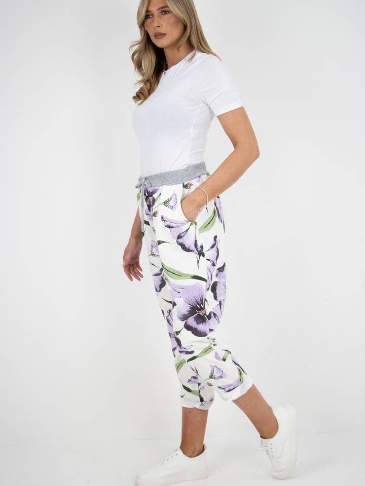 Miss Bold - Wholesale Pants – Women's - Italian Floral Printed Cotton Ladies Trouser8