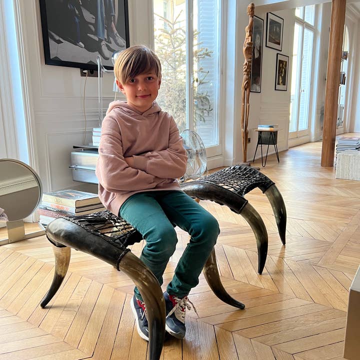 EA DECO NATUREL & DESIGN – Banco por atacado – Banco Savana em Chifre e tiras de couro3