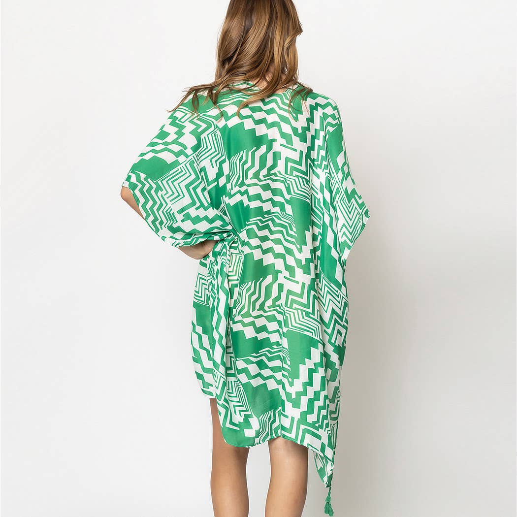 Fashion City – Engroshandel Kimono - Dame – Geometrisk Print Åben Front Kimono13